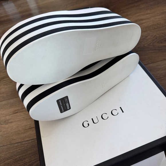 GUCCI Peggy Platform Black and White Stripe Sneakers Size EU 41 / US 11 - Picture 14 of 15